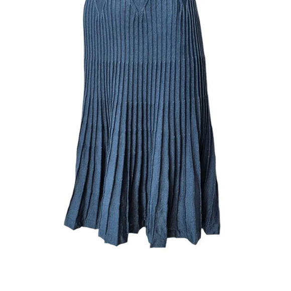 Peruvian Connection Ribbed Geometric Midi Dress Size XS Blue Stretch A-Line - Picture 4 of 9